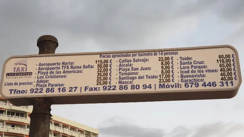 taxi tenerife price - Are taxis in Tenerife metered