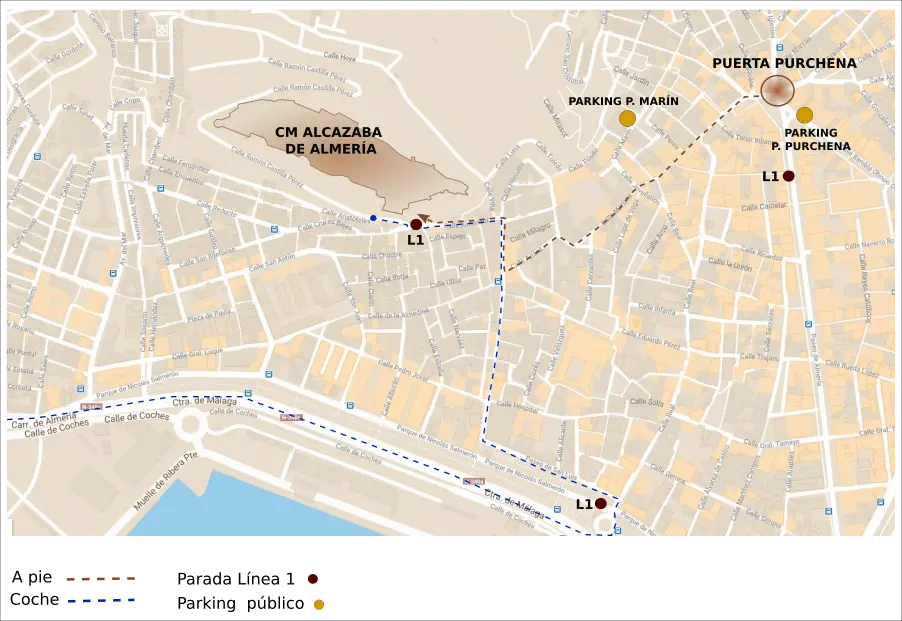 alcazaba almeria llegar en taxi - Cuánto cuesta entrar a la Alcazaba de Almería
