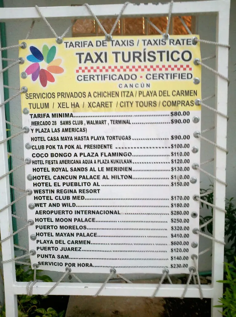 precio de taxi en cancun - Cuánto cuesta un taxi de Cancún a zona hotelera