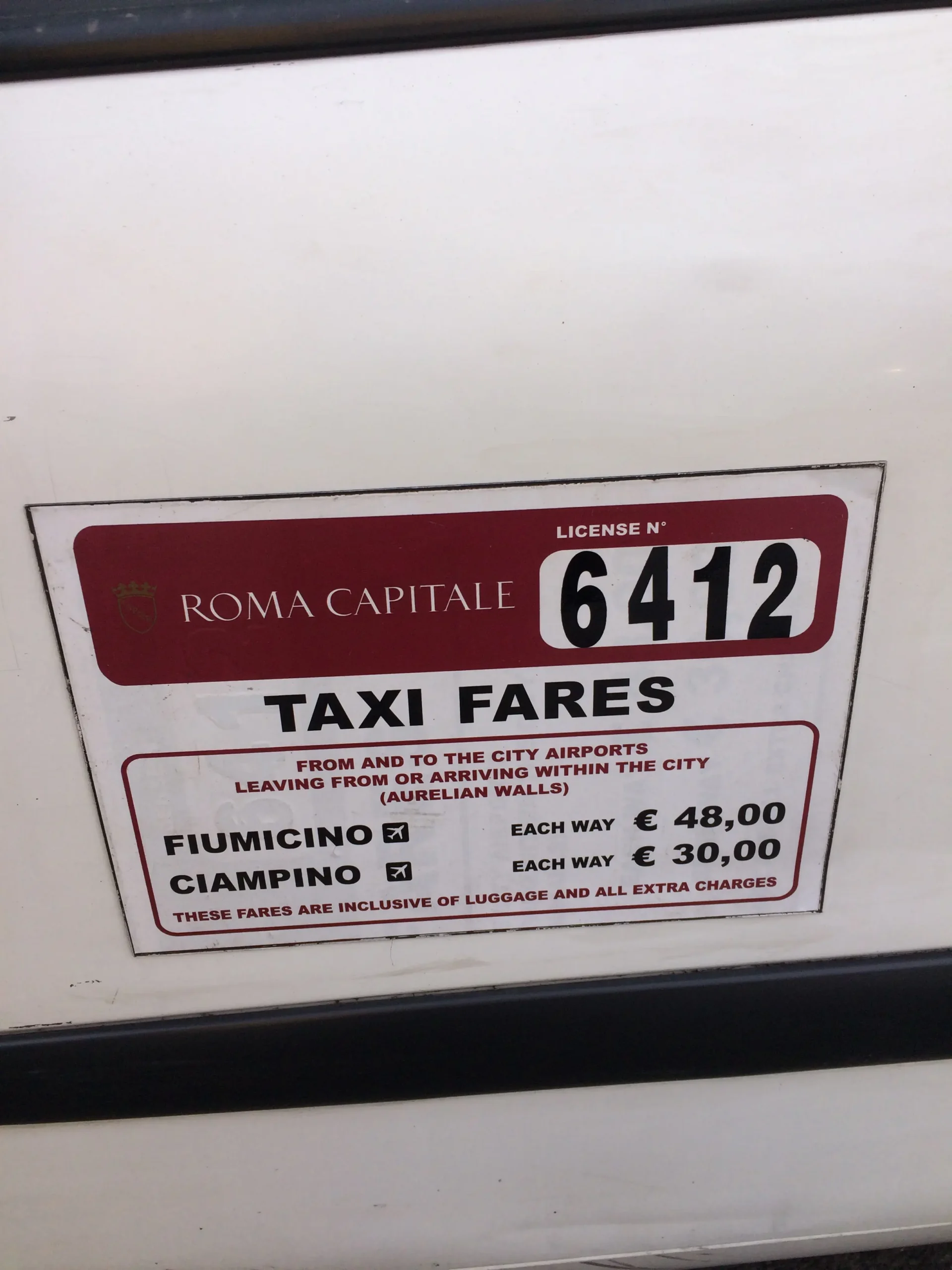 cost of taxi from rome airport to city centre - How much is taxi from Rome Airport to hotel